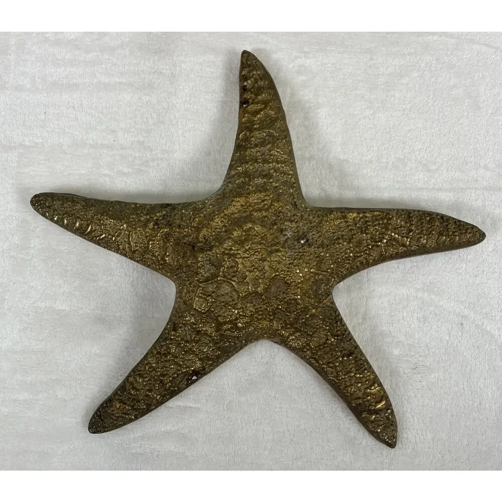 Vintage Brass Starfish & Nautilus Wall Hanging Nautical Sea Beach Decor Heavy